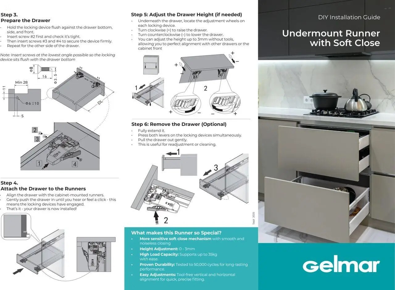 Gelmar Undermount Runner With Soft Close
