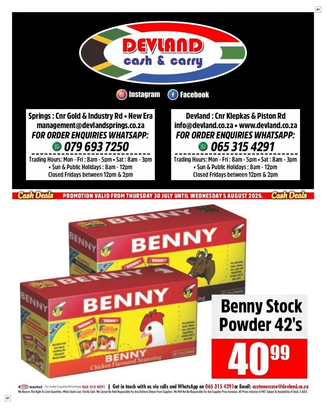 Devland Specials 30 Jul - 05 Aug