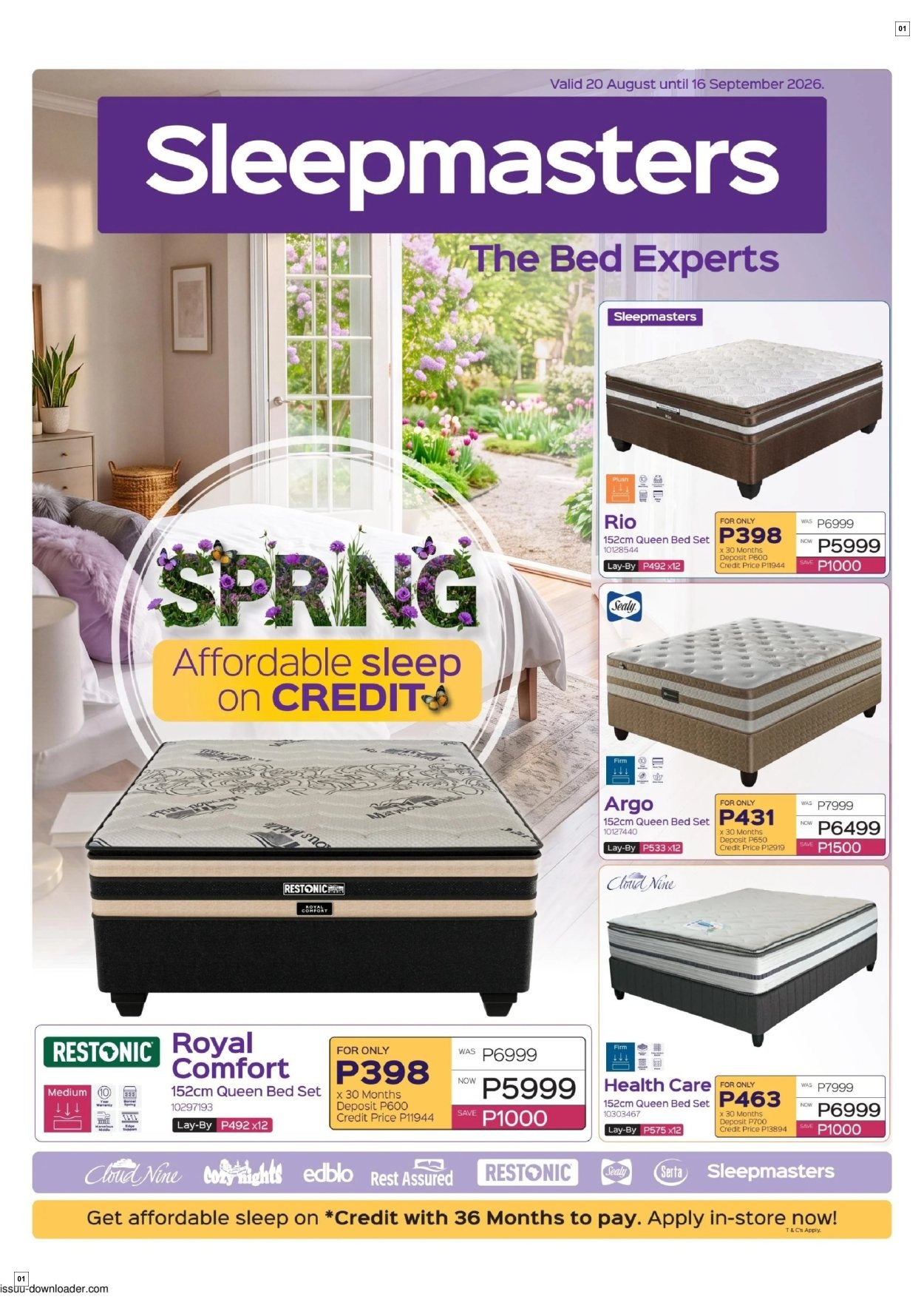 Sleepmasters Specials 20 Aug - 16 Sept