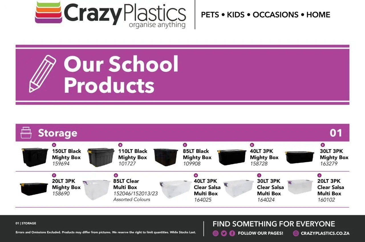 Crazy Plastics School Catalogue