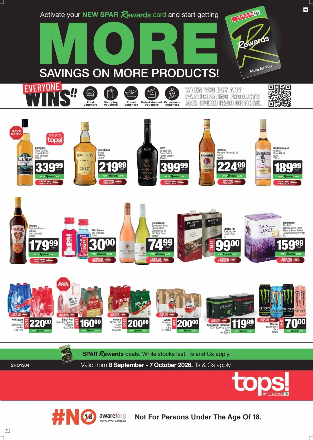 Tops At Spar Zio Liquor Specials