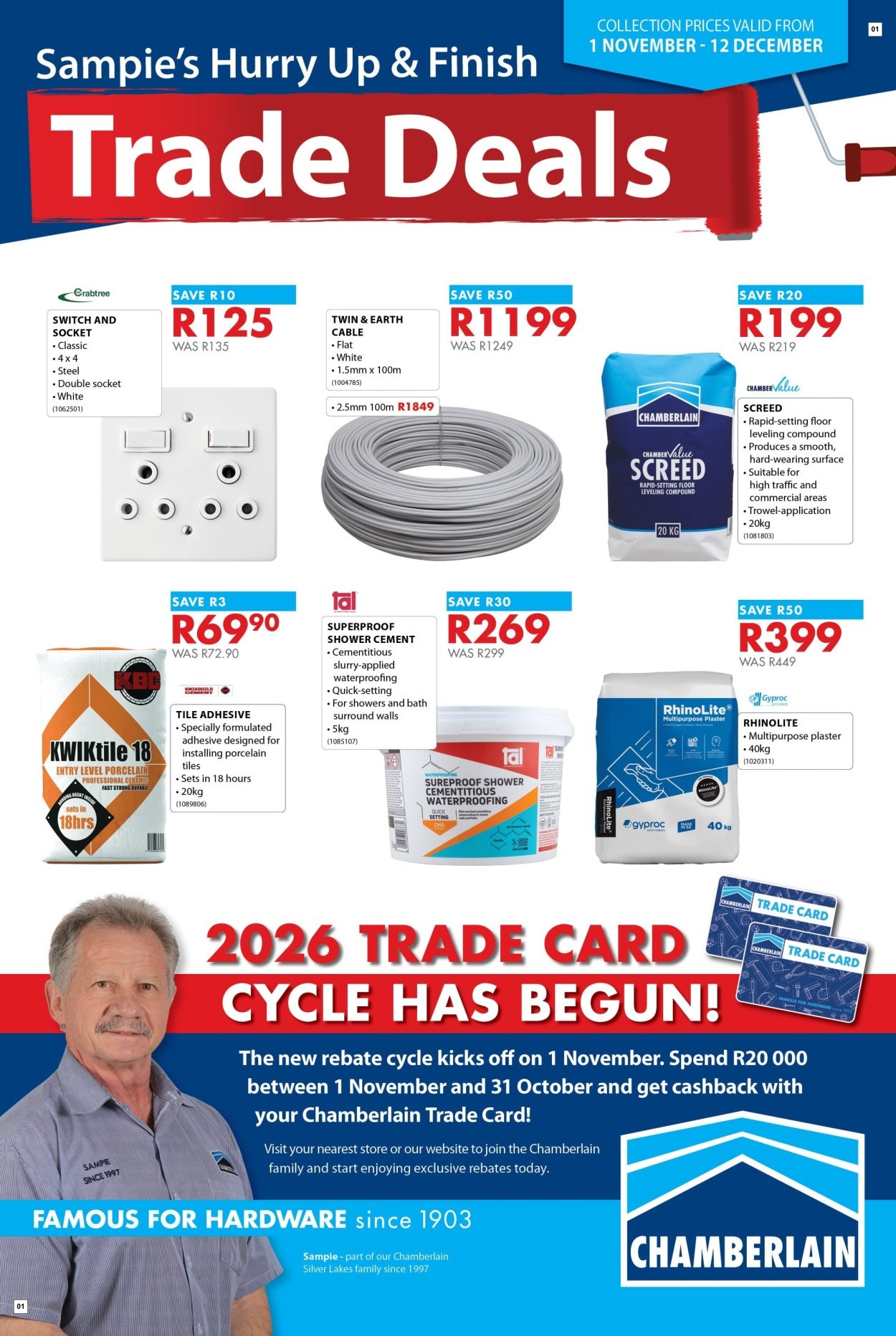 Chamberlain Specials 01 Nov - 12 Dec