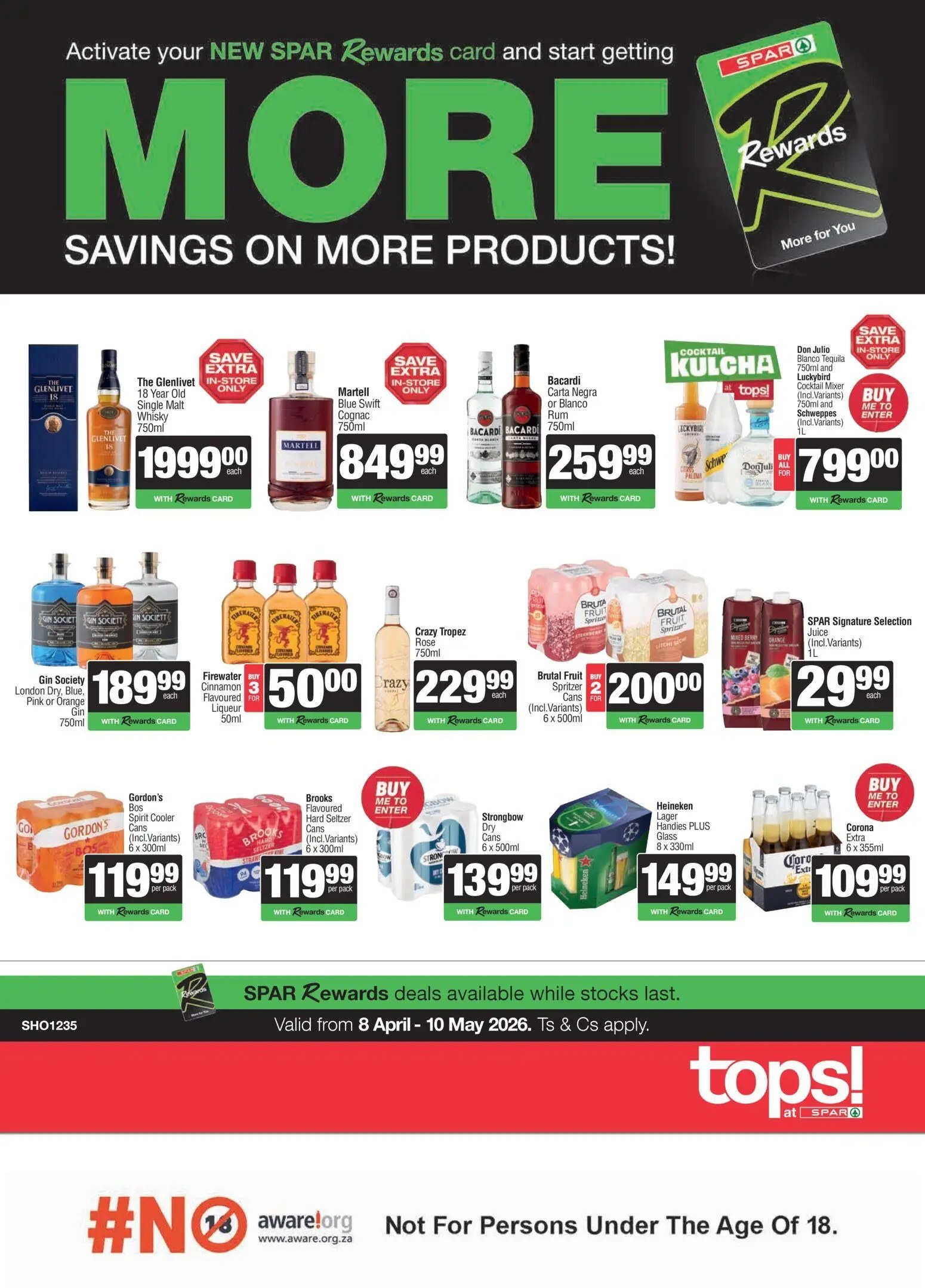 Tops At Spar Specials 08 Apr - 10 May