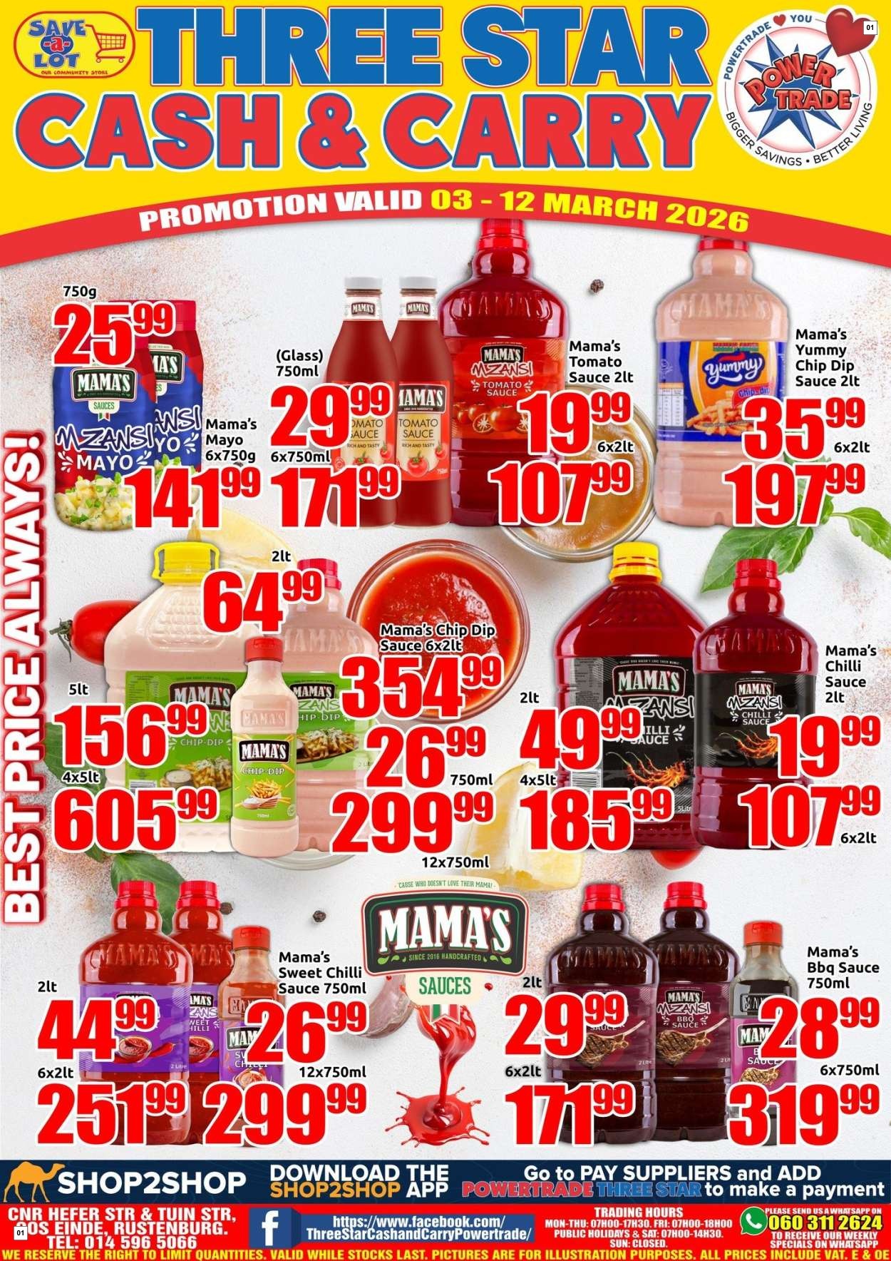 Three Star Cash And Carry Specials 03 Mar - 12 Mar