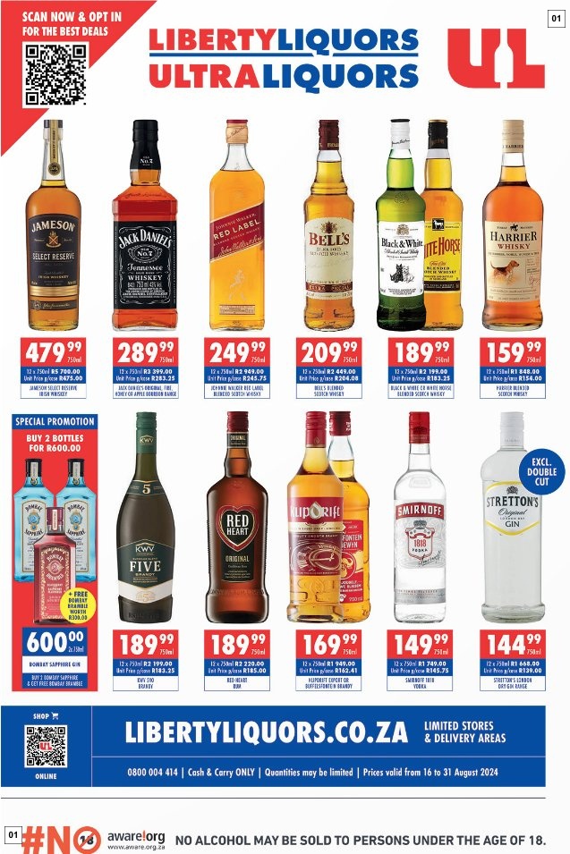Liberty Liquors Specials 16 Aug - 31 Aug