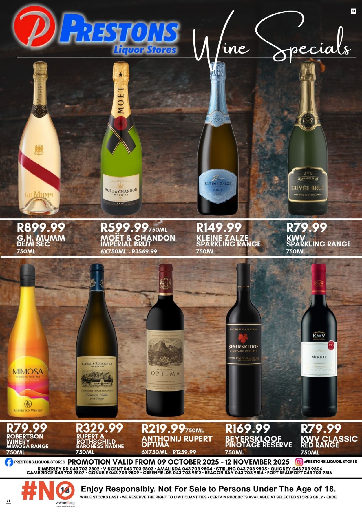 Prestons Liquor Stores Specials 09 Oct - 12 Nov