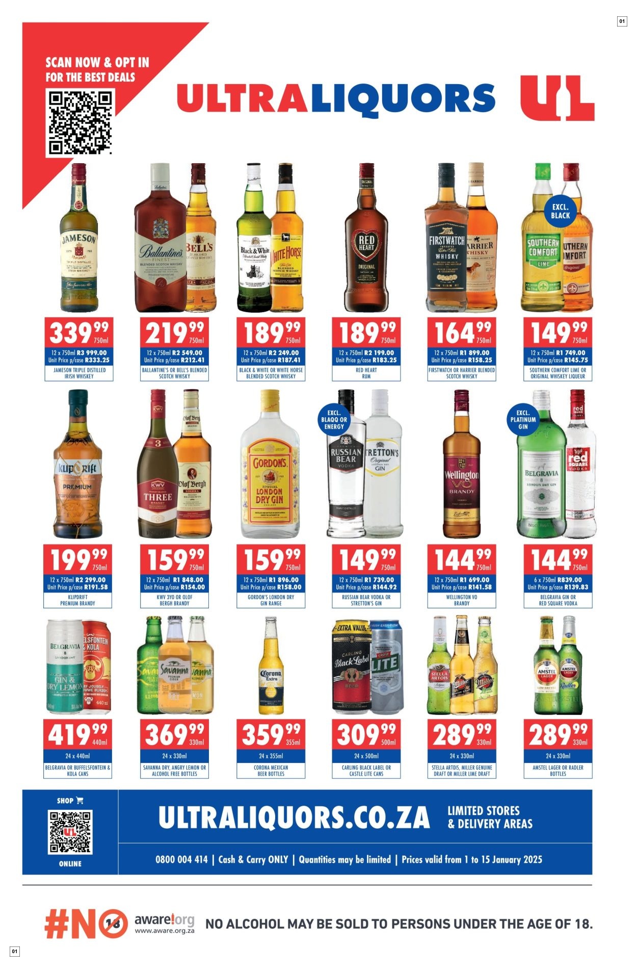 Ultra Liquors Specials 01 Jan - 15 Jan