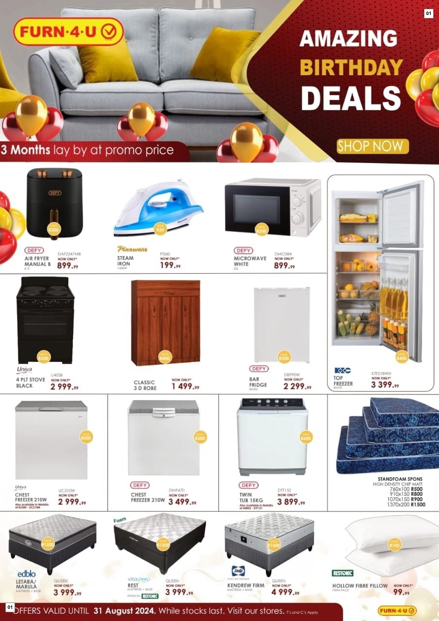 Furn 4 U Specials 01 Aug - 31 Aug