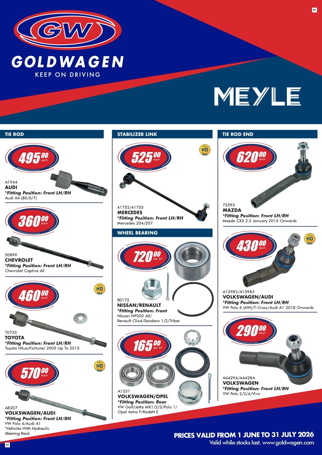 Goldwagen Specials 01 Jun - 31 Jul