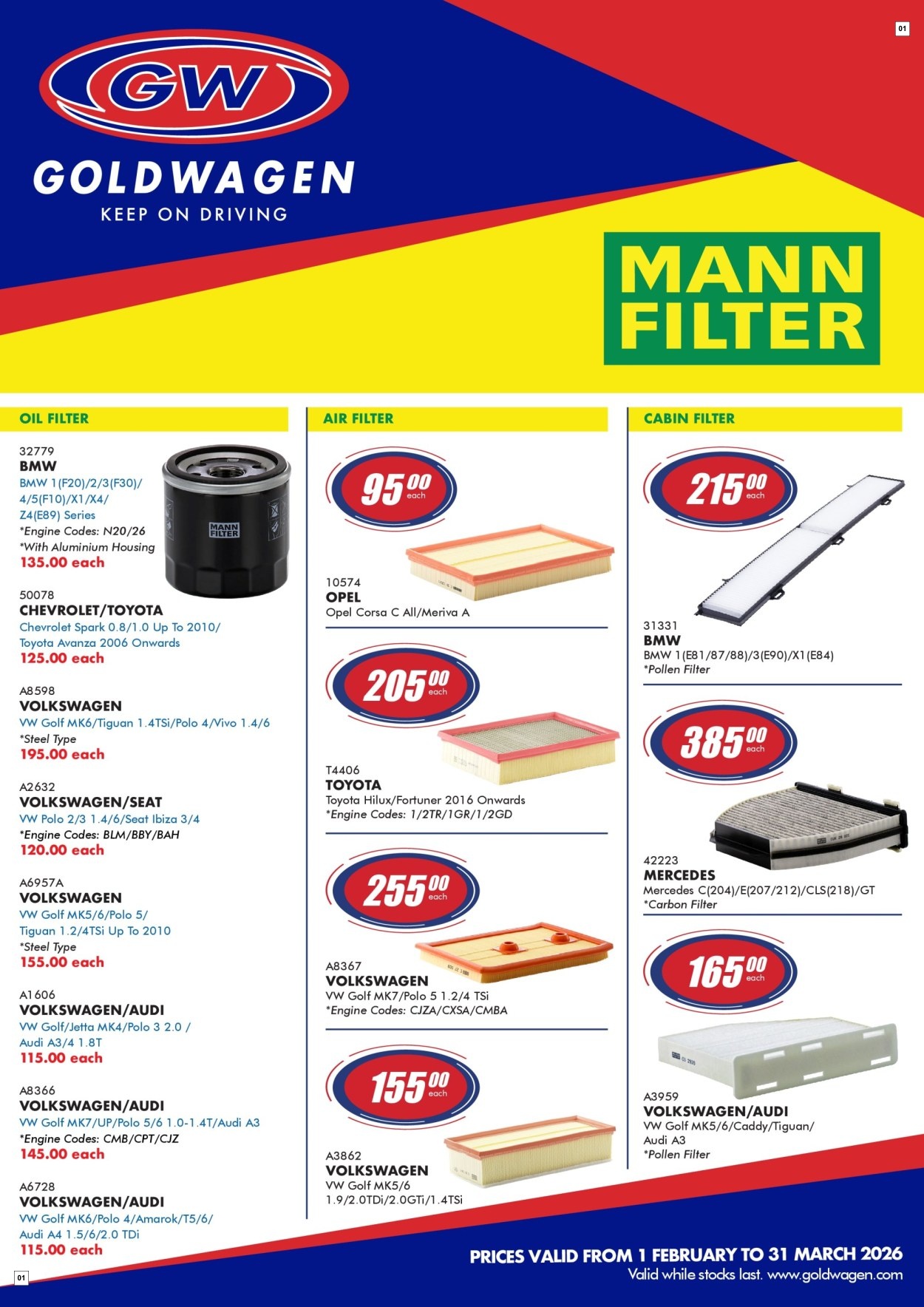 Goldwagen Specials 01 Feb - 31 Mar