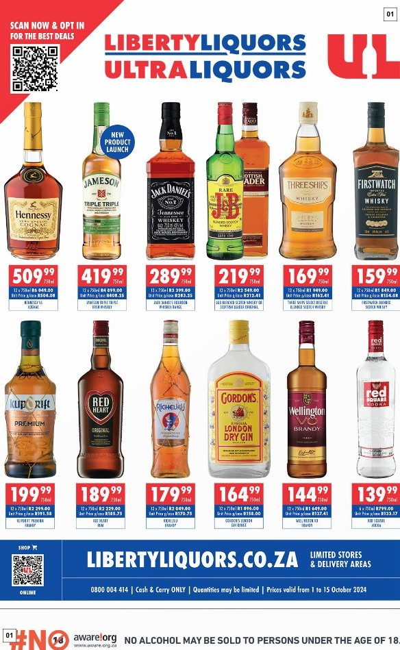 Liberty Liquors Specials 01 Oct - 15 Oct
