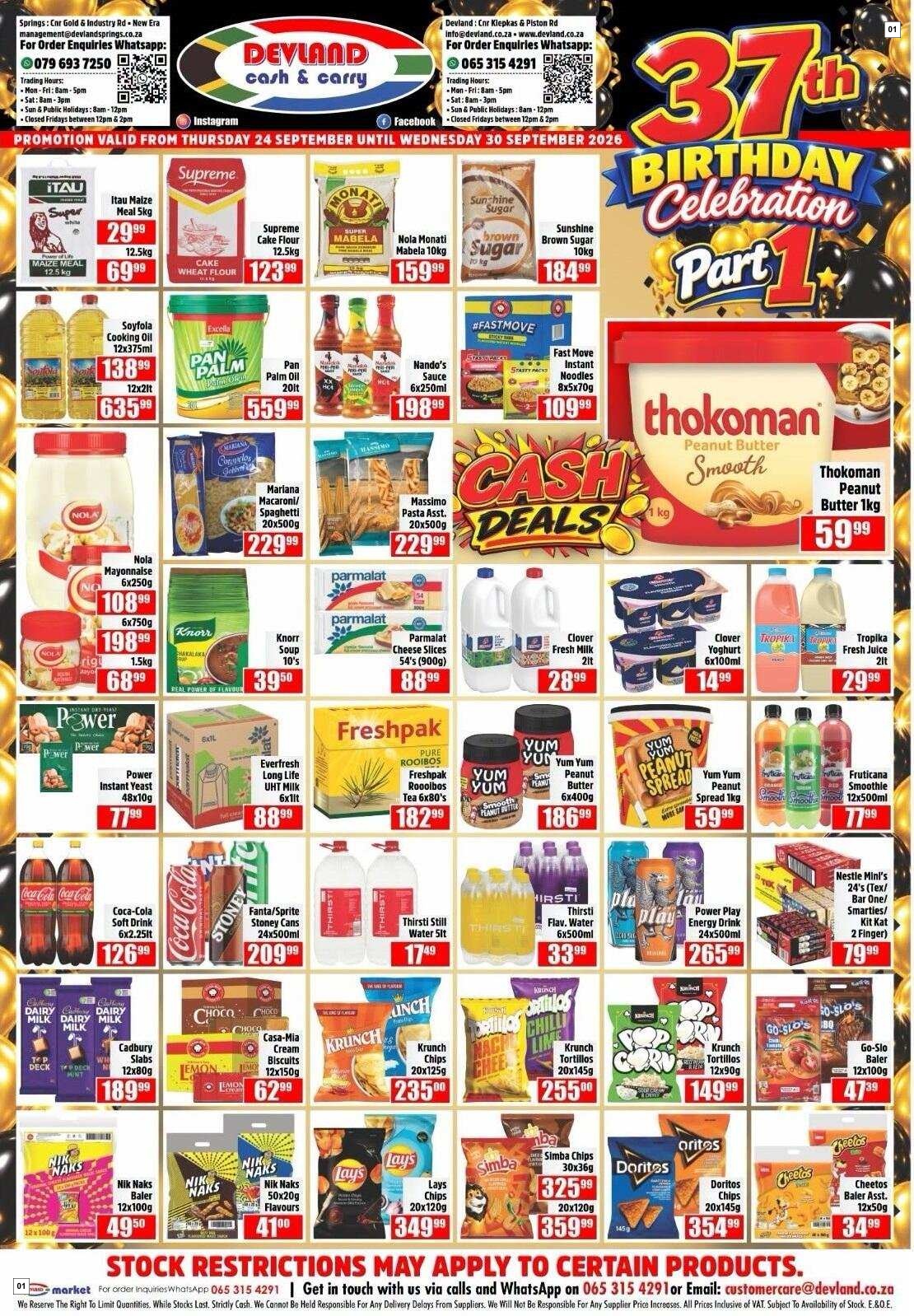 Devland Specials 24 Sept - 30 Sept
