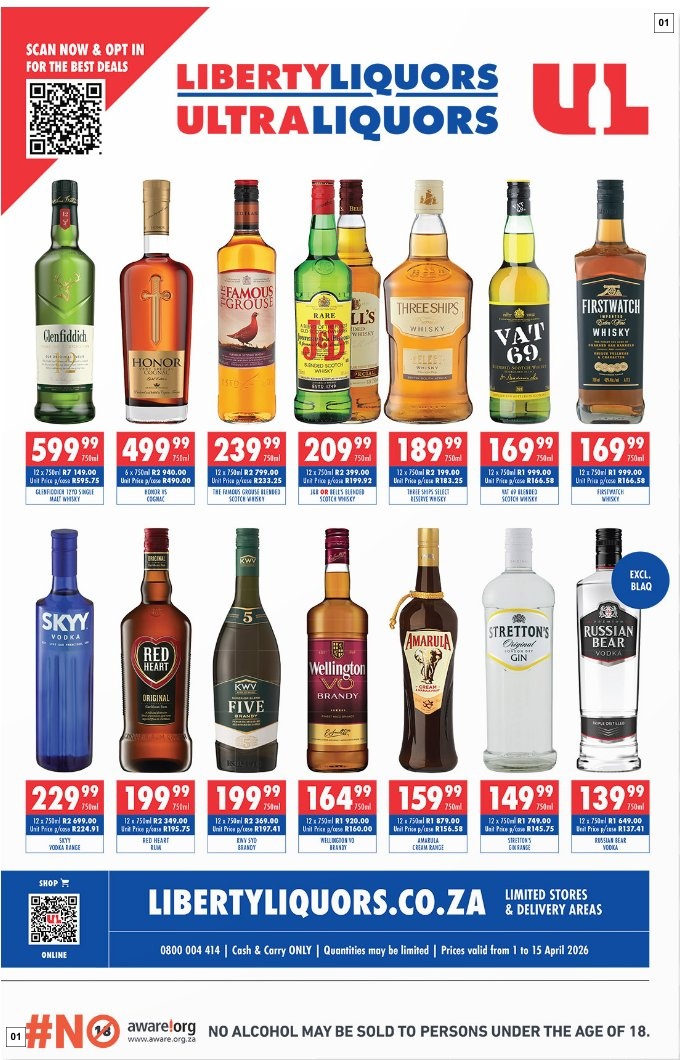 Liberty Liquors Specials 01 Apr - 15 Apr