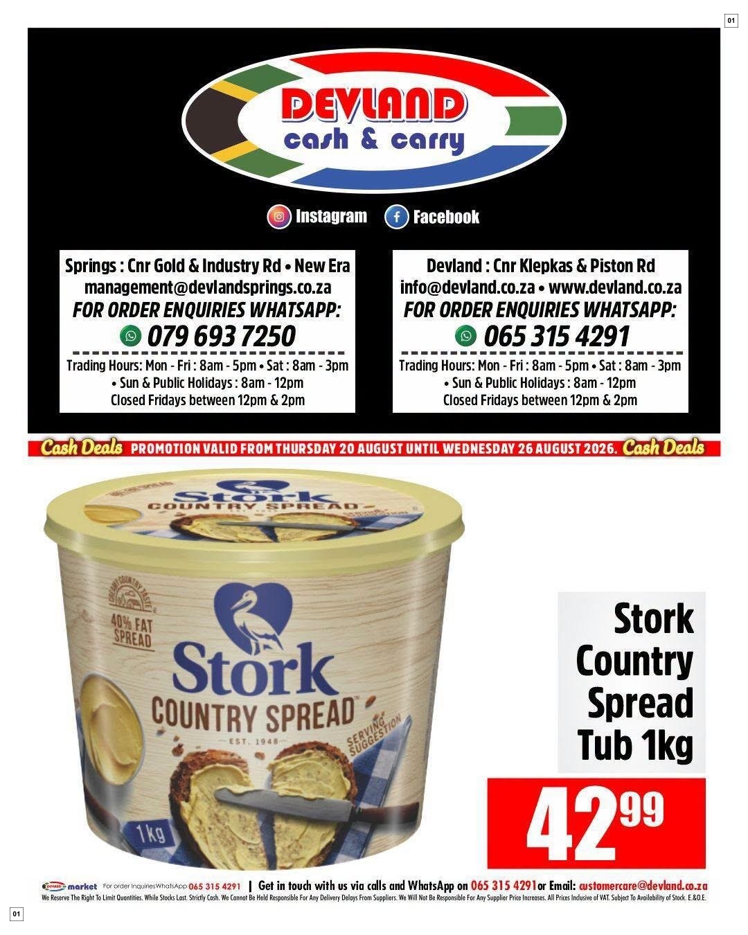 Devland Specials 20 Aug - 26 Aug