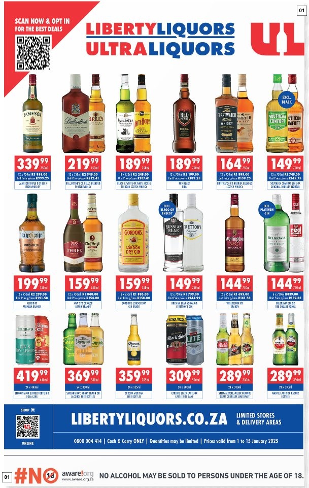 Liberty Liquors Specials 01 Jan - 15 Jan