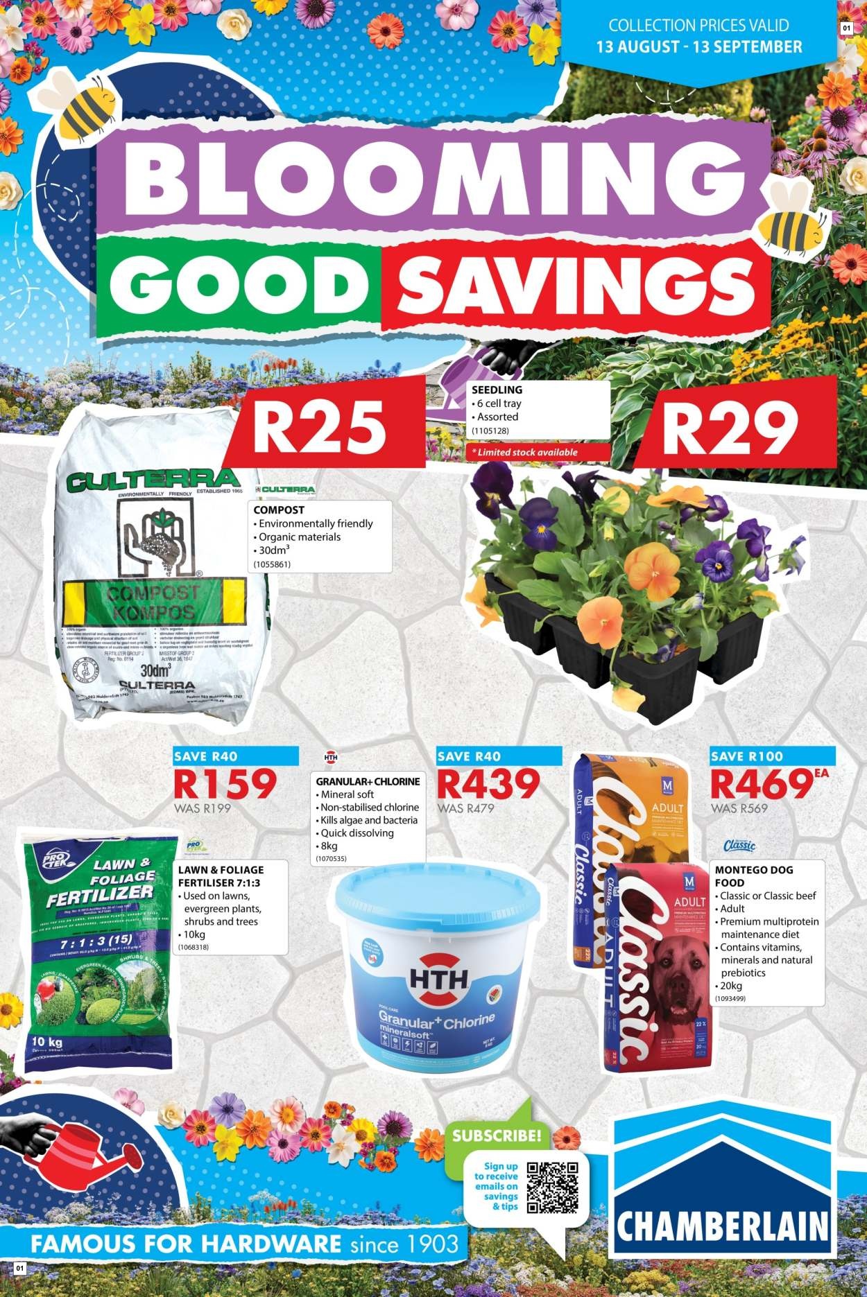 Chamberlain Specials 13 Aug - 13 Sept