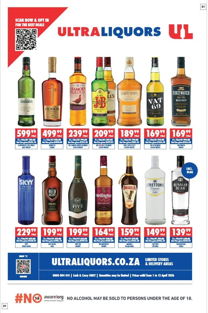 Ultra Liquors Specials 01 Apr - 15 Apr