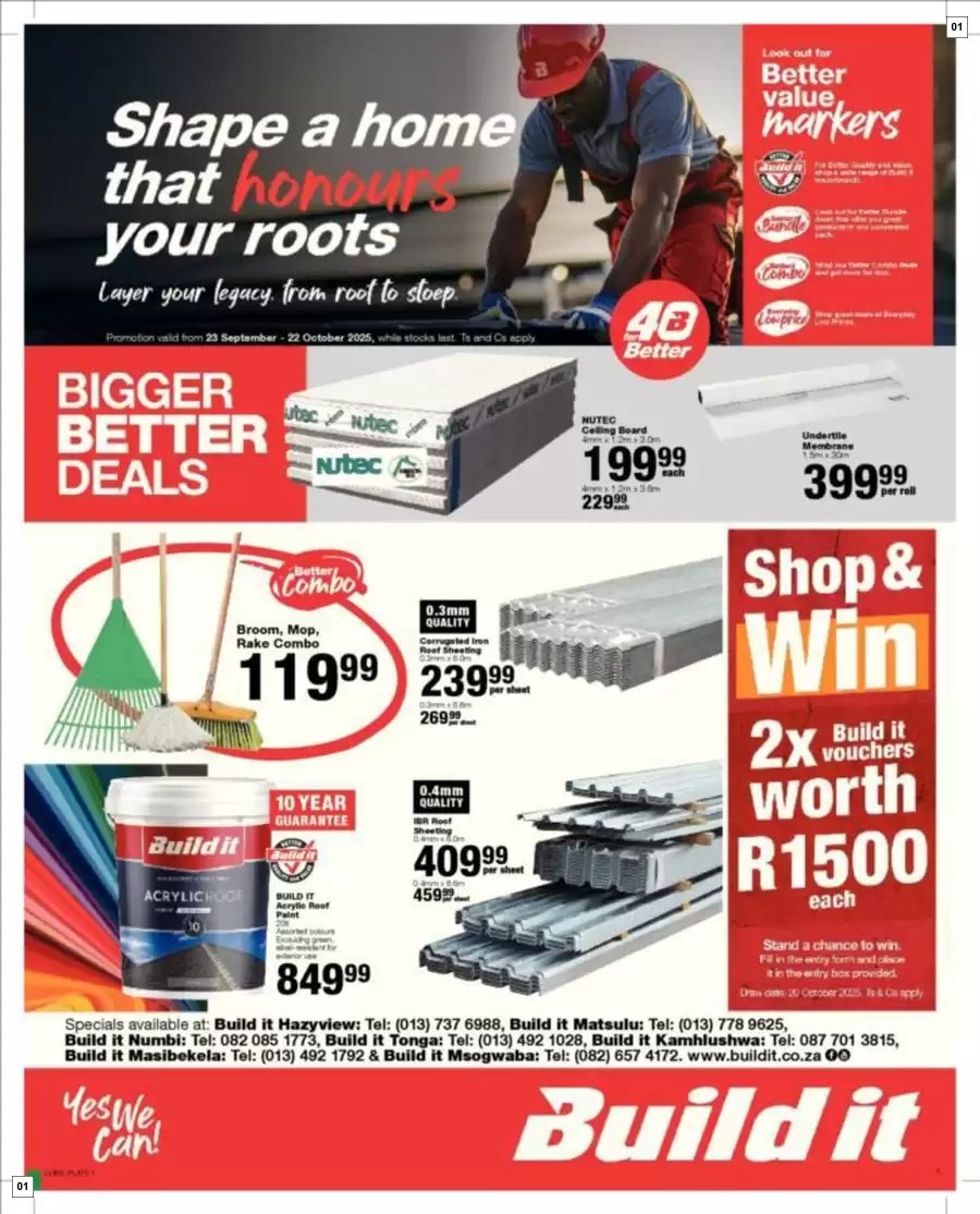 Build It Specials 23 Sept - 22 Oct