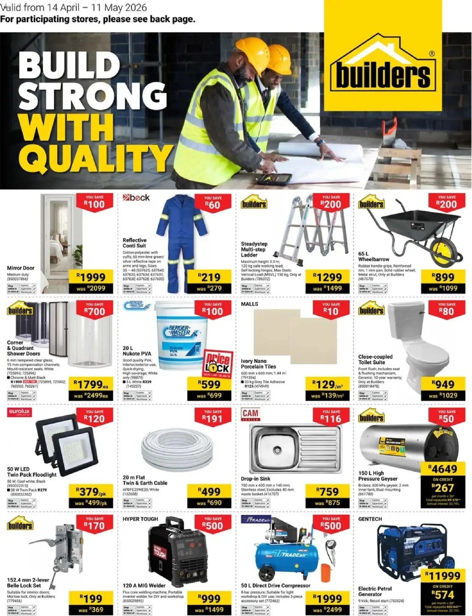Builders Specials 14 Apr - 11 May