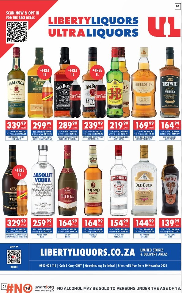 Liberty Liquors Specials 16 Nov - 30 Nov