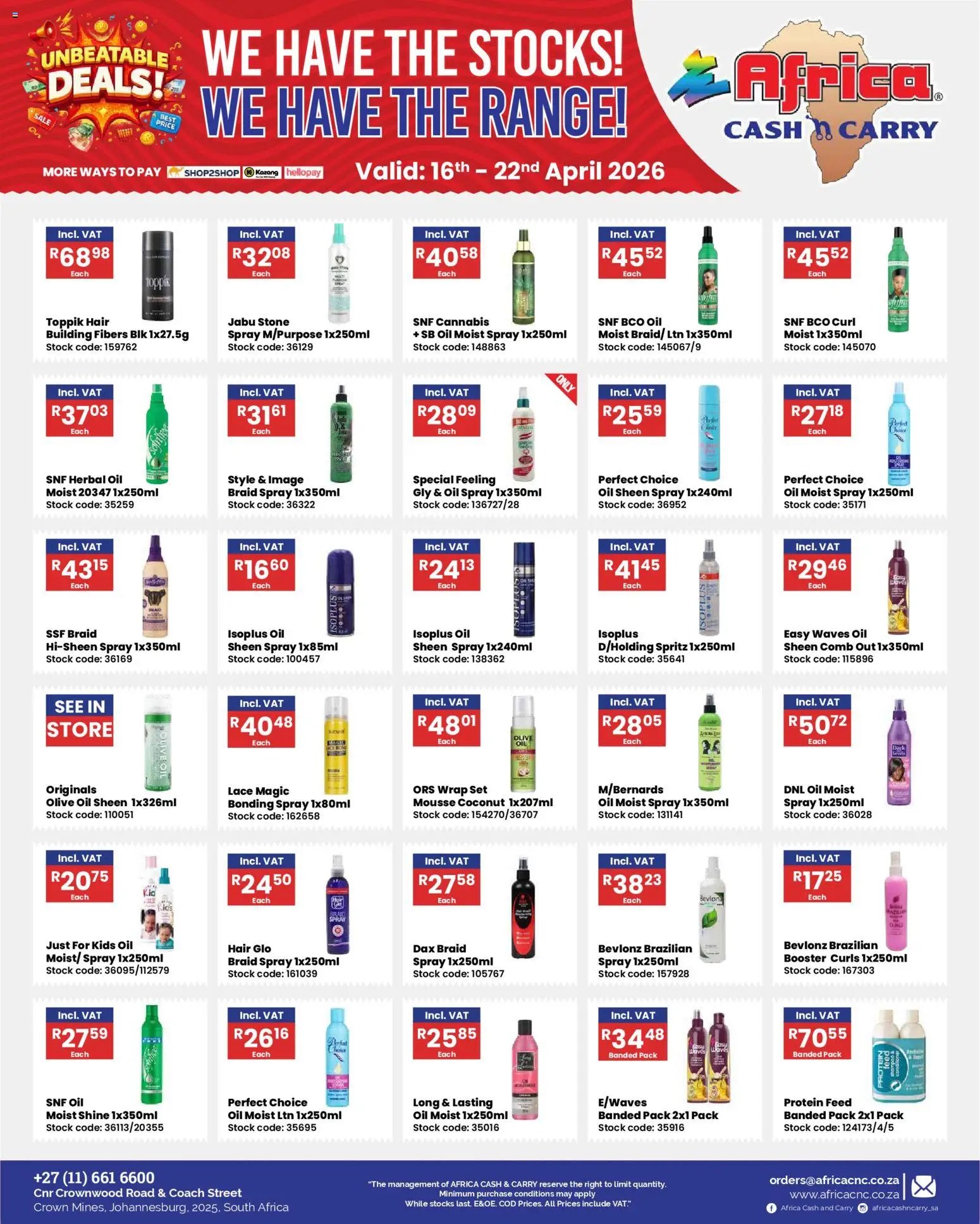 africa cash carry specials from thursday 16 04 2026