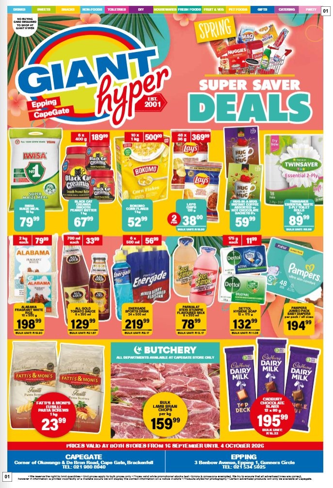 Giant Hyper Specials 16 Sept - 04 Oct
