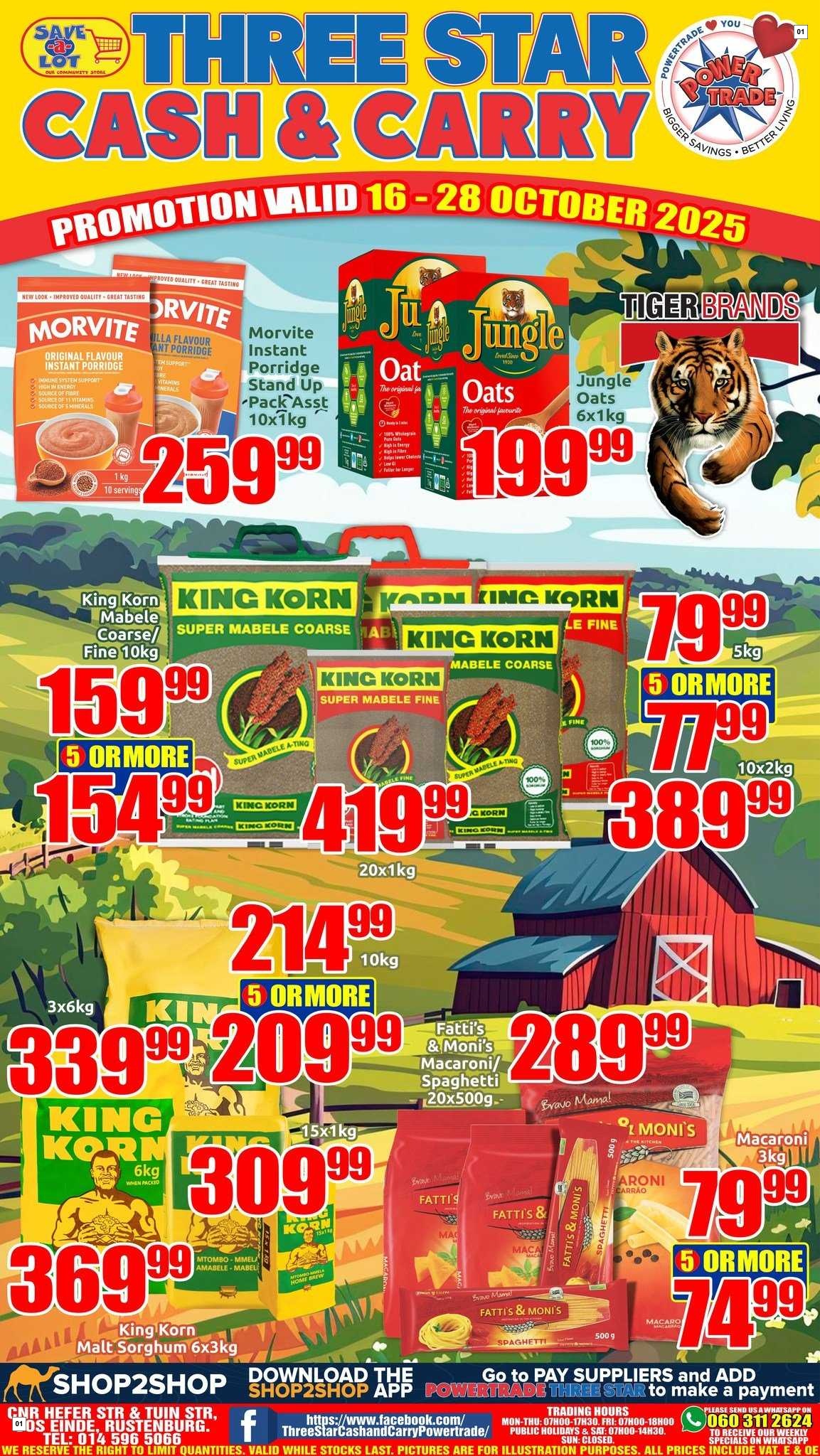 Three Star Cash And Carry Specials 16 Oct - 28 Oct