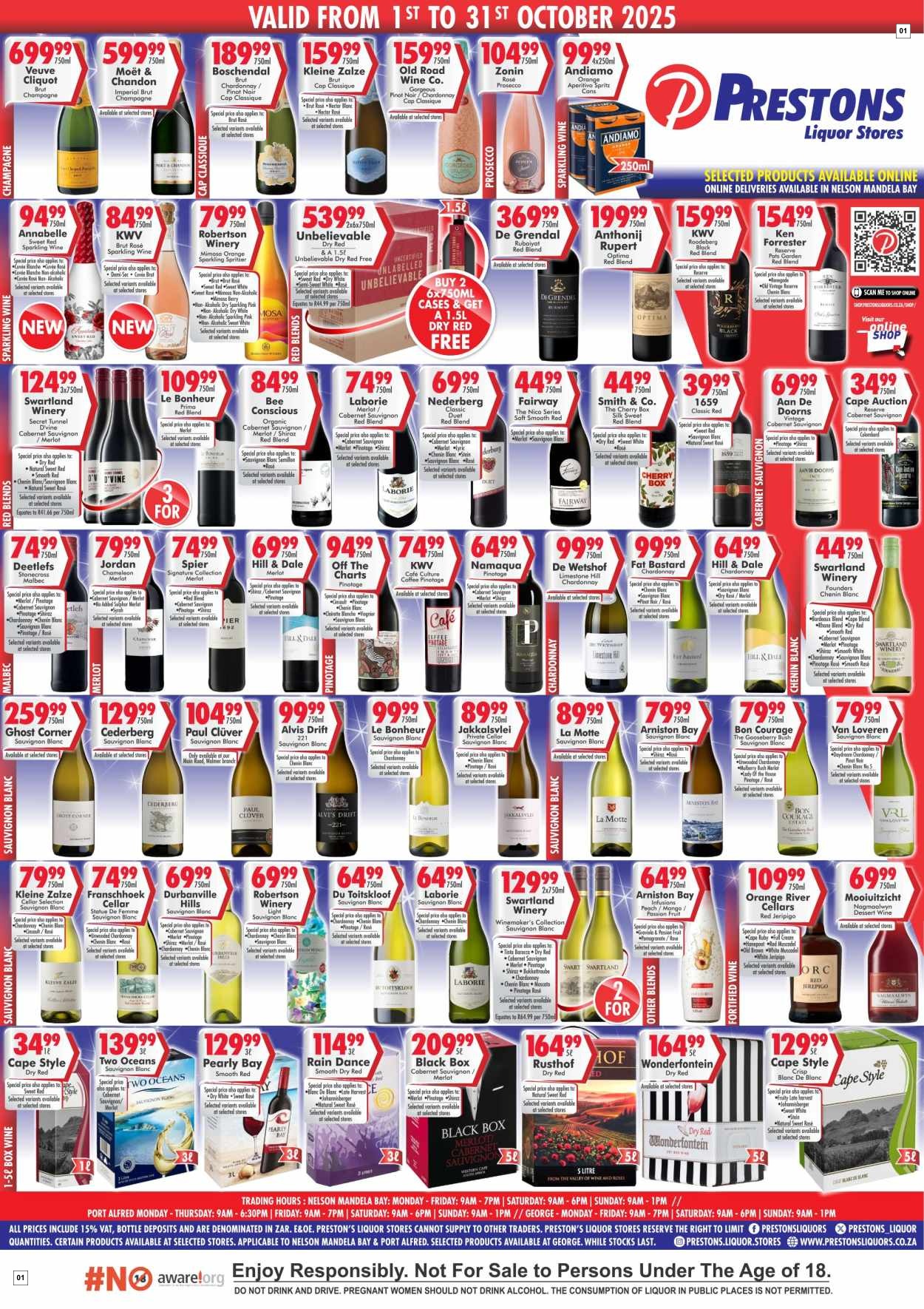 Prestons Liquor Stores Specials 01 Oct - 31 Oct