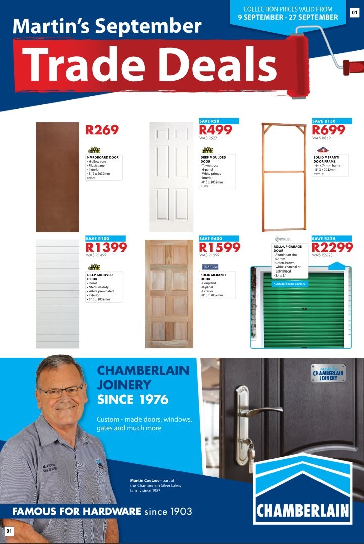 Chamberlain Specials 09 Sept - 27 Sept