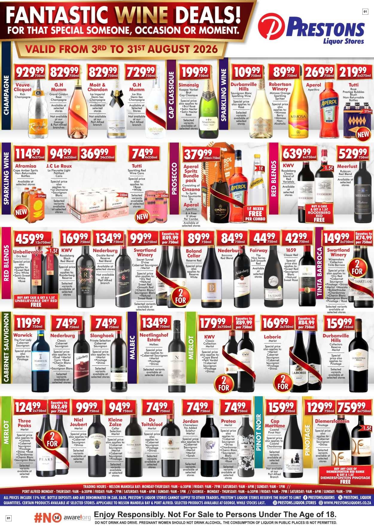 Prestons Liquor Stores Mid-month Specials