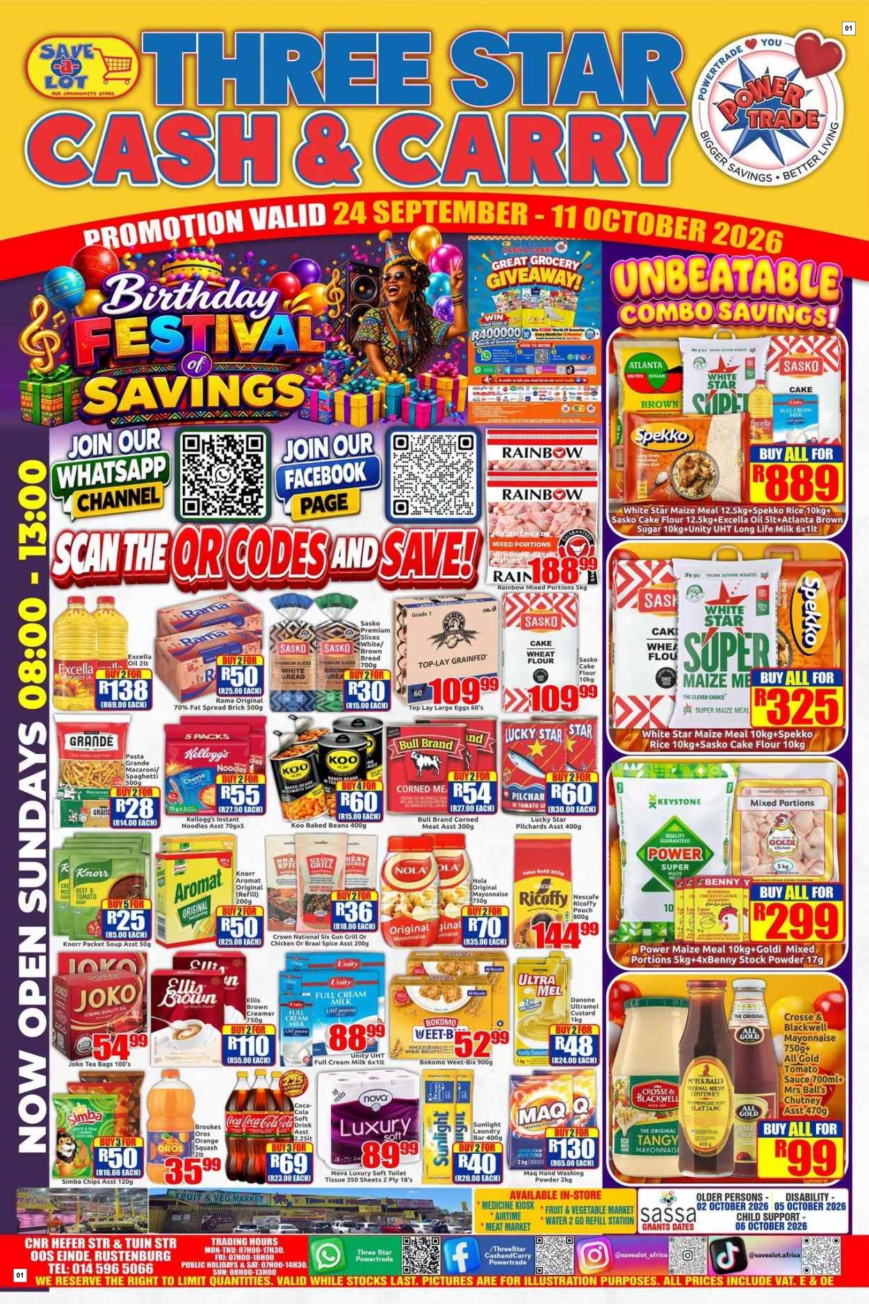 Three Star Cash And Carry Specials 24 Sept - 11 Oct