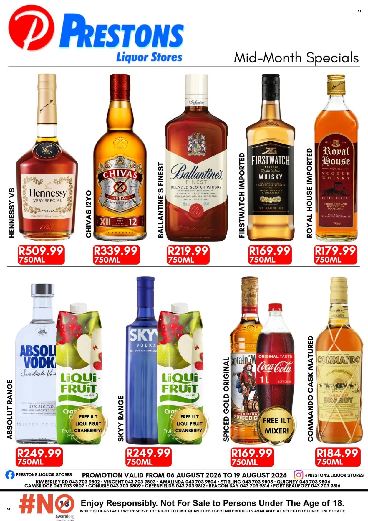 Prestons Liquor Stores Mid-month Specials
