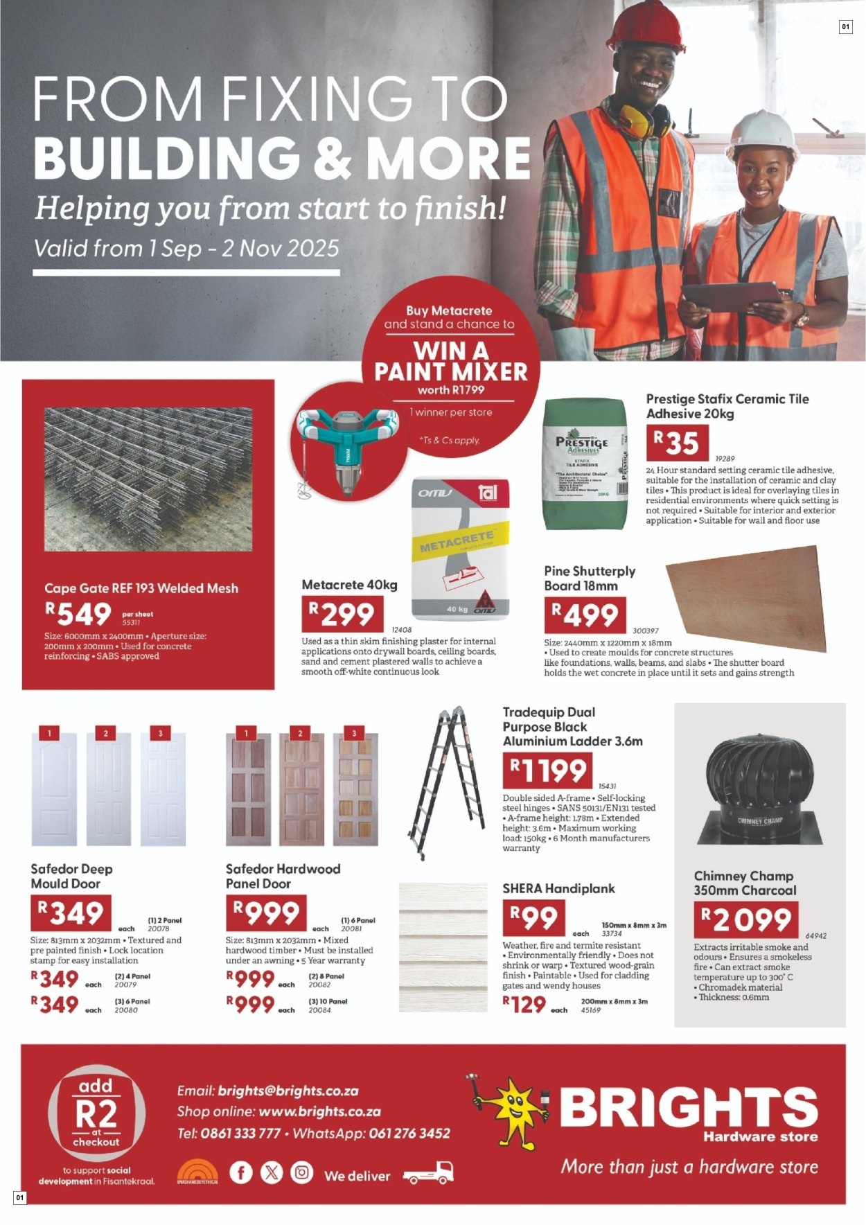 Brights Hardware Specials 01 Sept - 02 Nov