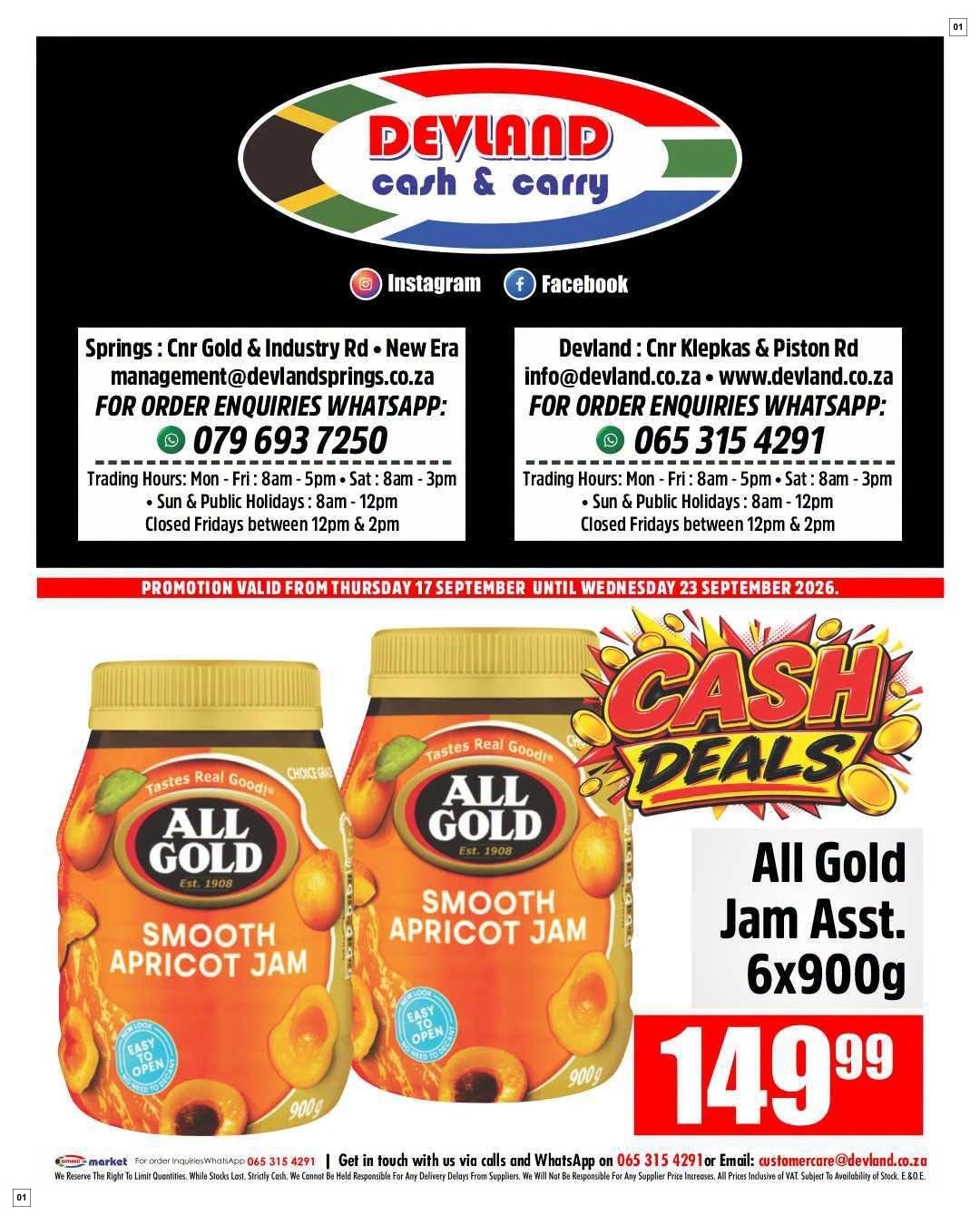 Devland Specials 17 Sept - 23 Sept