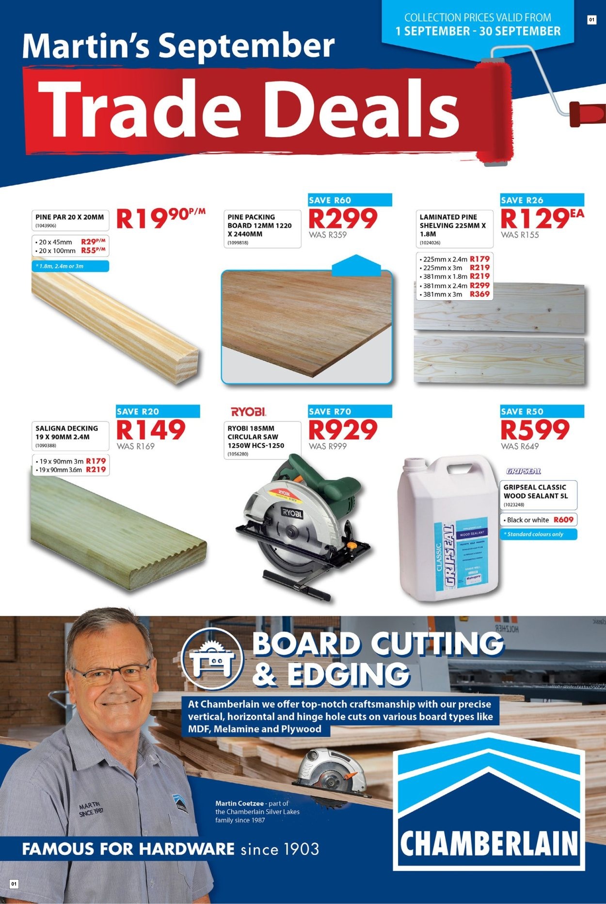 Chamberlain Specials 01 Sept - 30 Sept