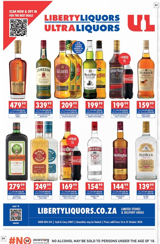 Liberty Liquors Specials 16 Oct - 31 Oct