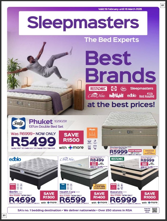 Sleepmasters Specials 19 Feb - 16 Mar