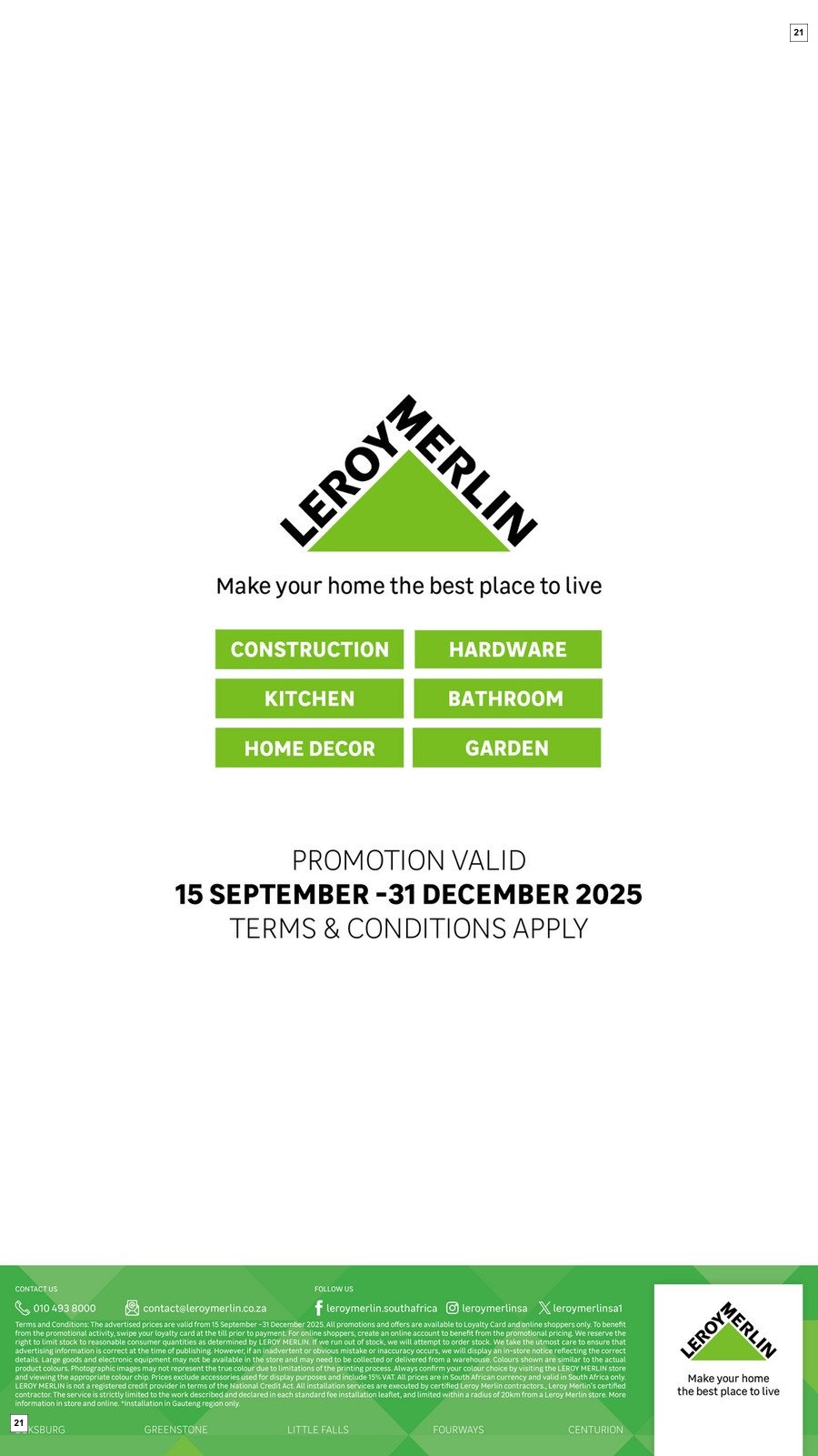 Leroy Merlin Specials 15 Sept - 31 Dec - Page 21