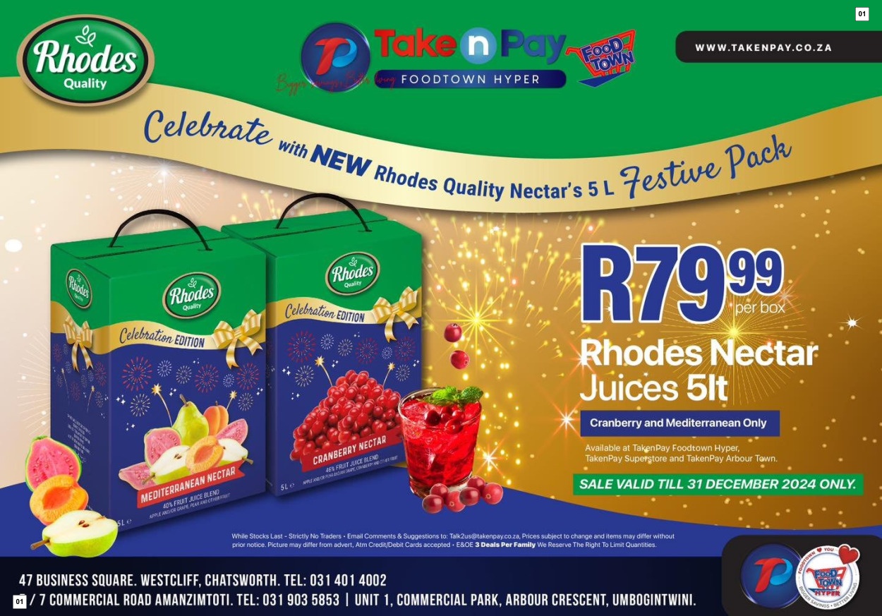 Take N Pay Specials 28 Dec - 31 Dec