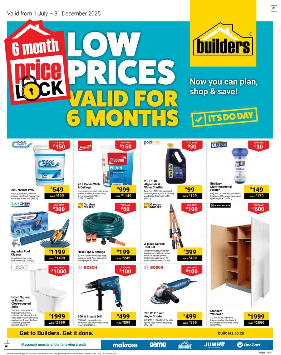 Builders Specials 01 Jul - 31 Dec