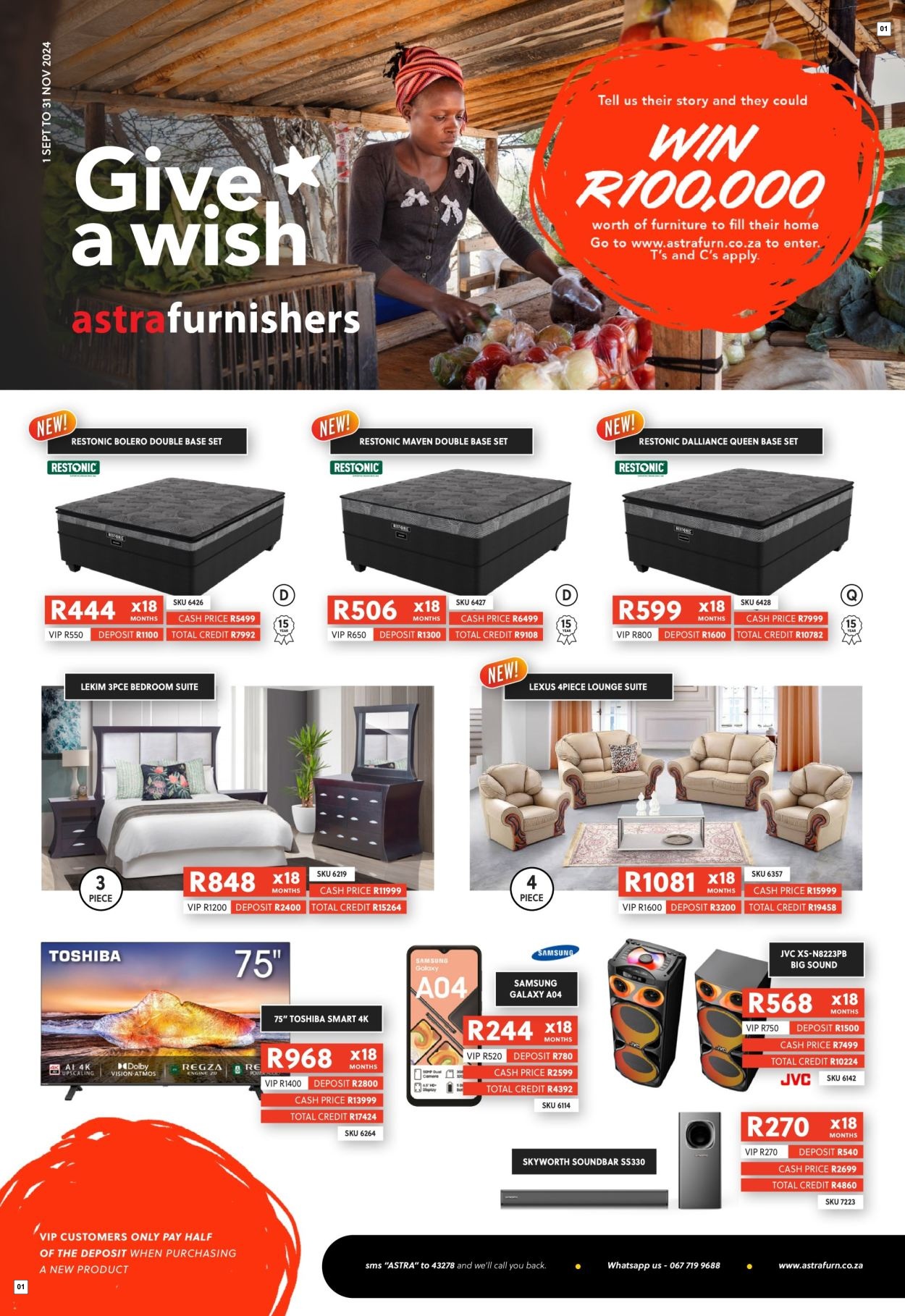 Astra Furnishers Specials 01 Sept - 30 Nov