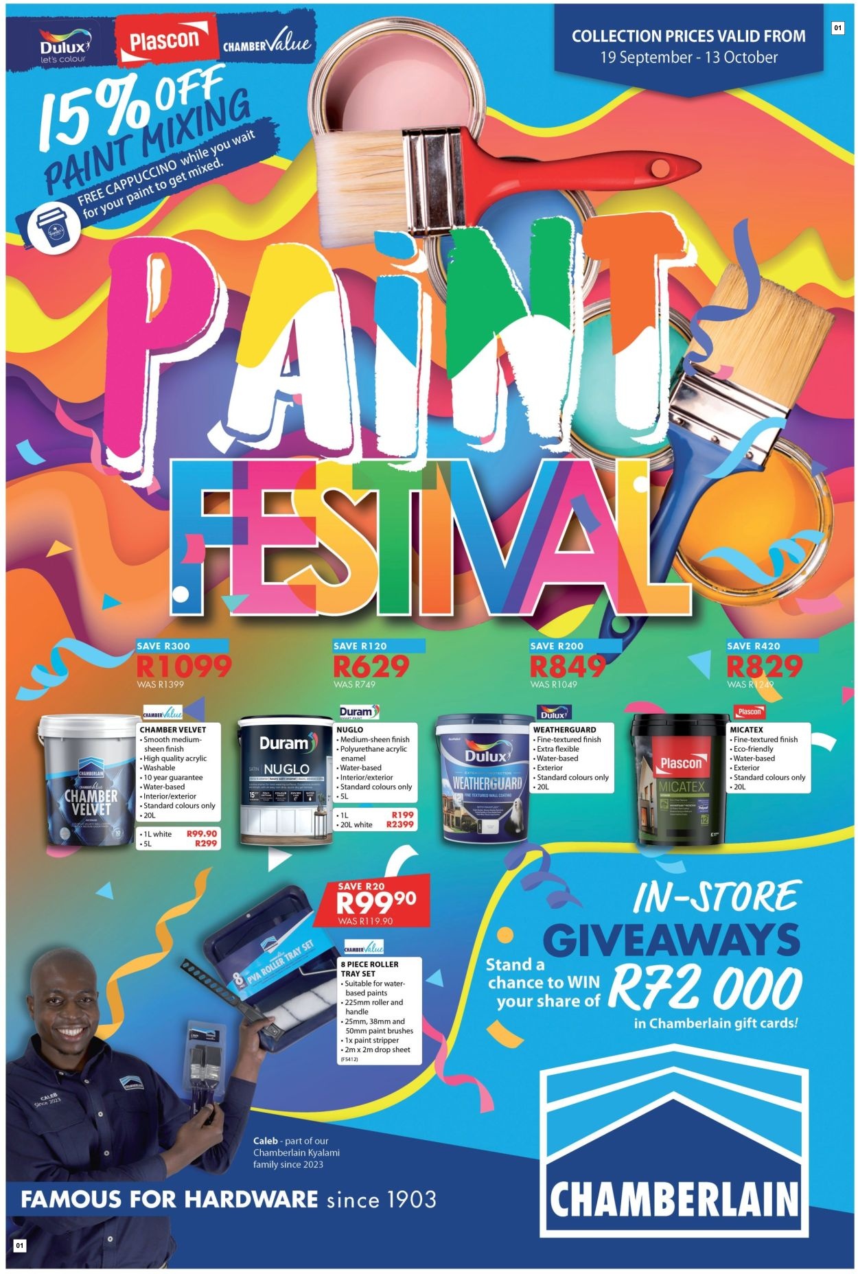 Chamberlain Specials 19 Sept - 13 Oct